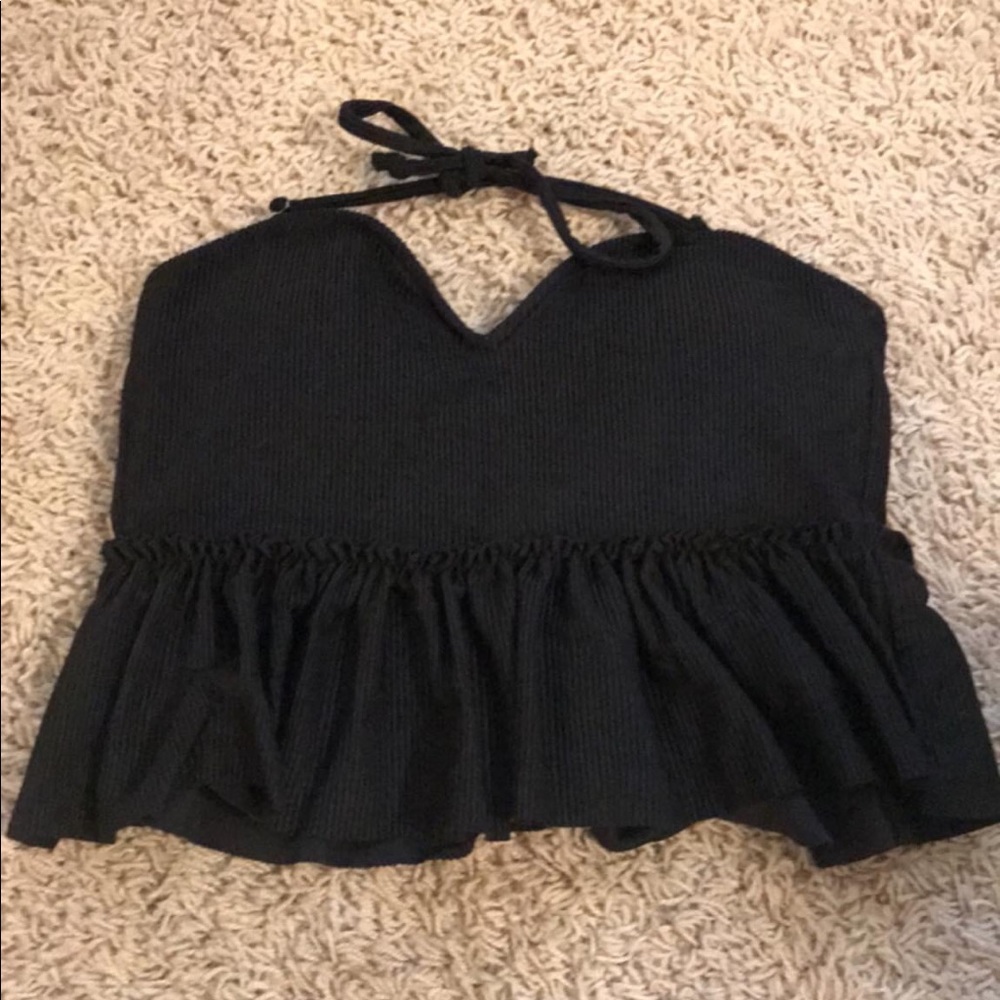 ⭐️RIBBED⭐️ peplum top. NWOT.